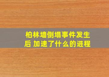 柏林墙倒塌事件发生后 加速了什么的进程